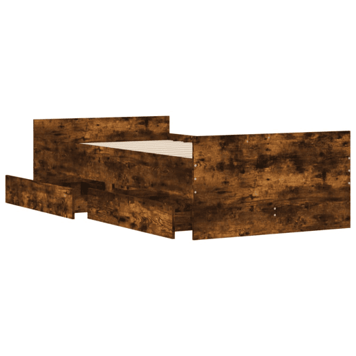 Estrutura de cama de solteiro para adultos com gavetas 90x190 cm carvalho fumado Estrutura de cama de solteiro para adultos com gavetas 90x190 cm carvalho fumado