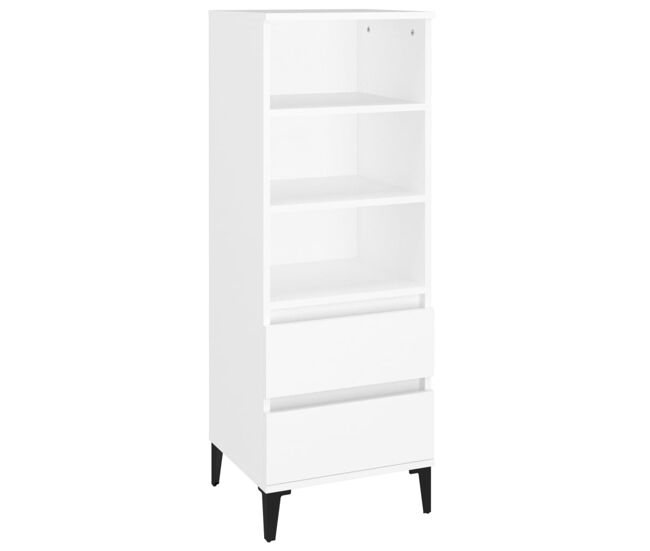 Aparador alto - mueble de almacenamiento madera contrachapada blanco 40x36x110 cm es616