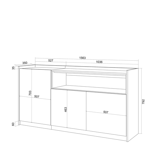 Aparador sala de jantar, Sala, Cozinha, Entrada, TV, 156x37x80 cm, 3 Portas, Armário arrumação, Estilo moderno, Preto e Carvalho Aparador sala de jantar, Sala, Cozinha, Entrada, TV, 156x37x80 cm, 3 Portas, Armário arrumação, Estilo moderno, Preto e Carvalho