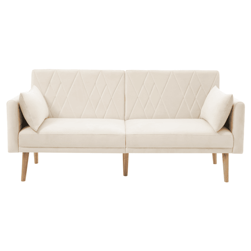 Sofá-cama dobrável 2 lugares conversível de veludo,bege Sofá-cama dobrável 2 lugares conversível de veludo,bege