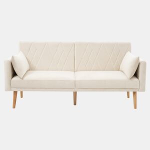 Sofá-cama dobrável 2 lugares conversível de veludo,bege
