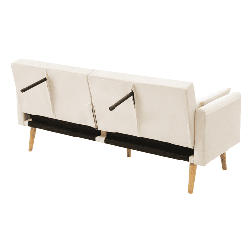 Sofá-cama dobrável 2 lugares conversível de veludo,bege Sofá-cama dobrável 2 lugares conversível de veludo,bege