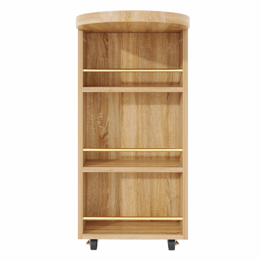 Mesa de bar multifuncional - 6 gavetas, portas em rattan PE, giratória a 360°, com fecho de segurança, amplo espaço de arrumação, puxadores em metal - Natural
