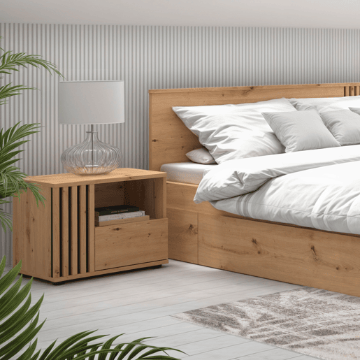 Mesa de cabeceira Ezra Wood 1 gaveta lado esquerdo