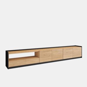 Móvel de TV, Muito espaço de arrumação, 310x37x50 cm, Para televisores até 80, Estante para TV, Estilo moderno, Carvalho e preto
