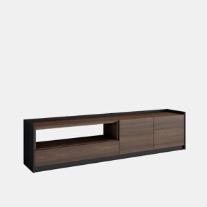 Móvel de TV, Muito espaço de arrumação, 207x37x50 cm, Para televisores até 80, Estante para TV, Estilo moderno, Carvalho escuro e Preto