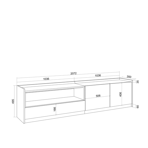 Móvel de TV, Muito espaço de arrumação, 207x37x50 cm, Para televisores até 80, Estante para TV, Estilo moderno, Carvalho escuro e Preto Móvel de TV, Muito espaço de arrumação, 207x37x50 cm, Para televisores até 80, Estante para TV, Estilo moderno, Carvalho escuro e Preto