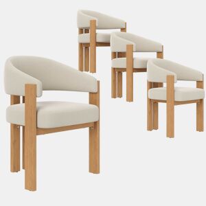 Cadeira de jantar ergonómica (4 unidades) u2013 estofada, pés em ferro, design em madeira u2013 bege, natural