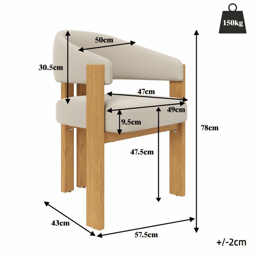 Cadeira de jantar ergonómica (4 unidades) u2013 estofada, pés em ferro, design em madeira u2013 bege, natural Cadeira de jantar ergonómica (4 unidades) u2013 estofada, pés em ferro, design em madeira u2013 bege, natural