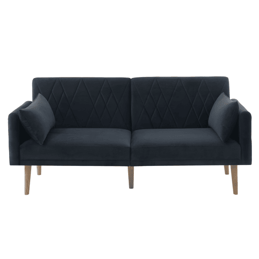 Sofá-cama dobrável 2 lugares conversível de veludo,preto