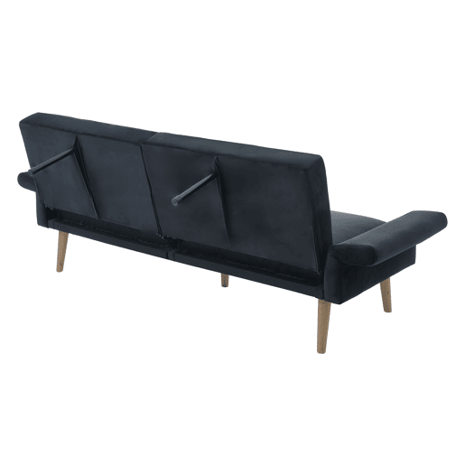 Sofá-cama dobrável 2 lugares conversível de veludo,preto