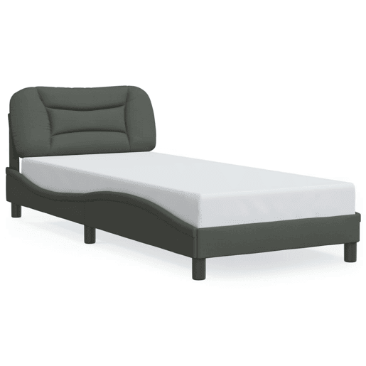 Estrutura de cama de solteiro para adultos com LED 90x190 cm tecido