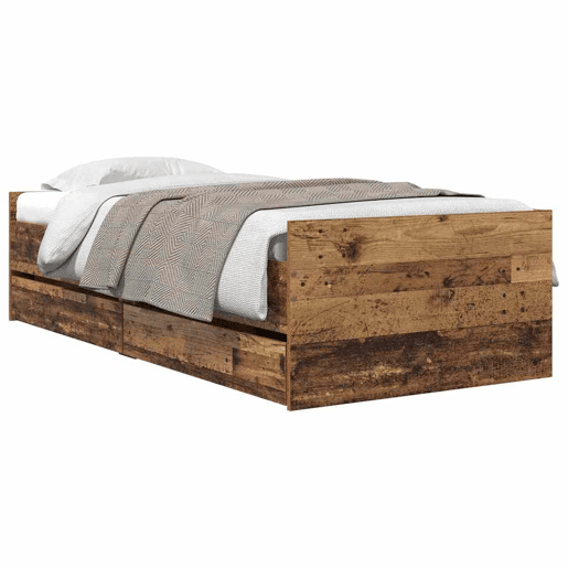 Estrutura de cama de solteiro para adultos com gaveta Madeira Antiga 90 x 200 cm
