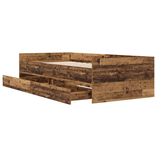 Estrutura de cama de solteiro para adultos com gaveta Madeira Antiga 90 x 200 cm