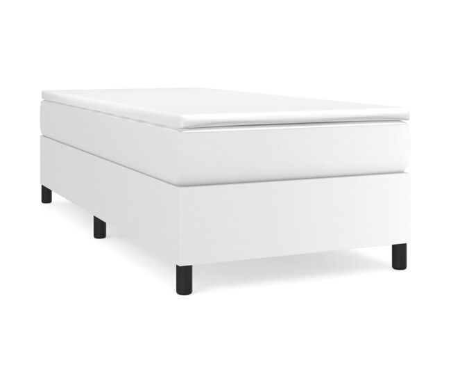Estructura de cama individual para adultos con somier - cuero sintético blanco 80x200 cm