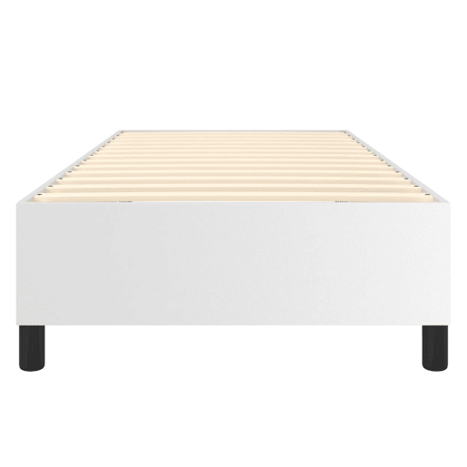 Estrutura de cama de solteiro para adultos com molas 80x200 cm couro artificial branco