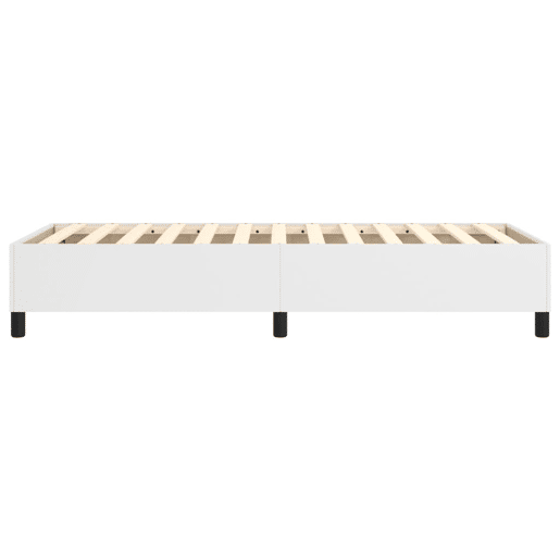 Estrutura de cama de solteiro para adultos com molas 80x200 cm couro artificial branco