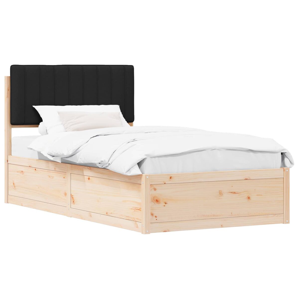 Estructura de cama simple para adultos 105x205 Negro/ Madera