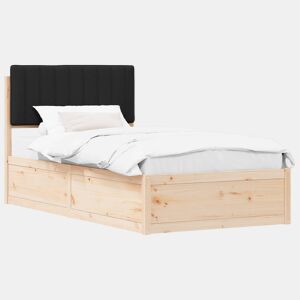 Estrutura de cama de solteiro para adultos com Cabeceira - Estofada Preto 100 x 200 cm