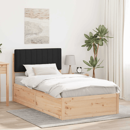 Estrutura de cama de solteiro para adultos com Cabeceira - Estofada Preto 100 x 200 cm