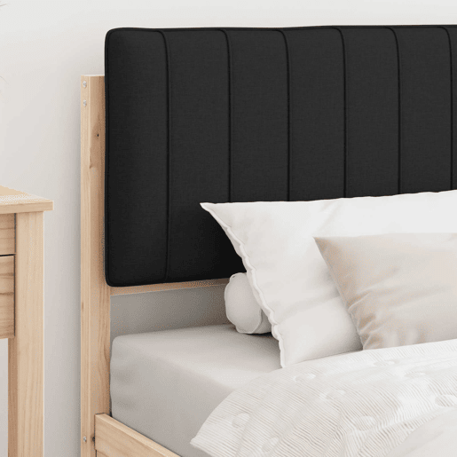 Estrutura de cama de solteiro para adultos com Cabeceira - Estofada Preto 100 x 200 cm