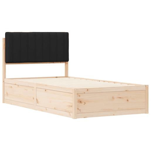 Estrutura de cama de solteiro para adultos com Cabeceira - Estofada Preto 100 x 200 cm