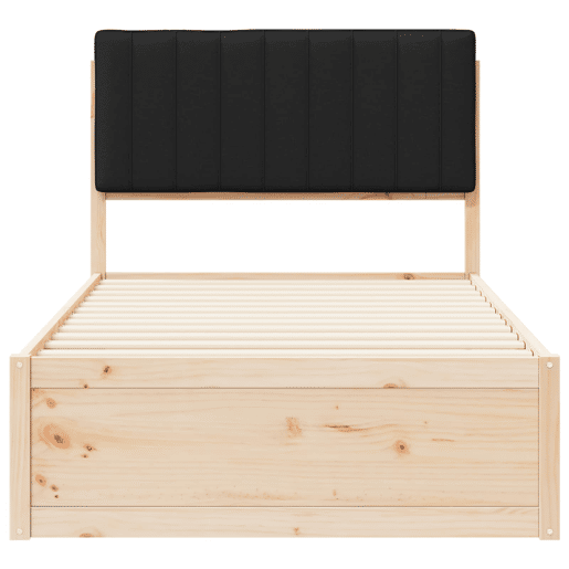 Estrutura de cama de solteiro para adultos com Cabeceira - Estofada Preto 100 x 200 cm