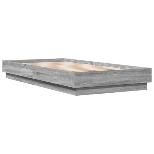 Estrutura de cama de solteiro para adultos com luzes LED 75x190 cm cinzento sonoma