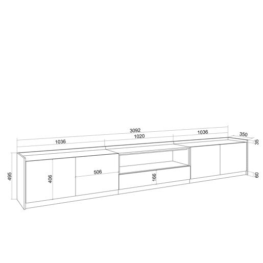 Móvel de TV, Muito espaço de arrumação, 310x37x50 cm, Para televisores até 80, Estante para TV, Estilo moderno, Carvalho escuro e Preto Móvel de TV, Muito espaço de arrumação, 310x37x50 cm, Para televisores até 80, Estante para TV, Estilo moderno, Carvalho escuro e Preto