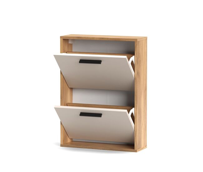 Zapatero eira 2 puertas | color roble miel - beige | diseño compacto y funcional | 54x18x73 cm