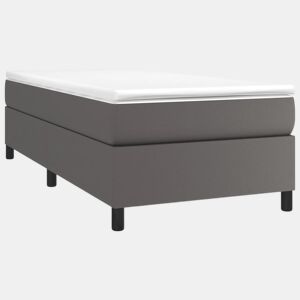 Estrutura de cama de solteiro para adultos com molas 100x200 cm couro artificial cinzento