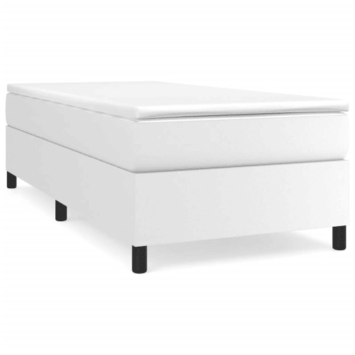 Estrutura de cama de solteiro para adultos com molas 90x190 cm couro artificial branco