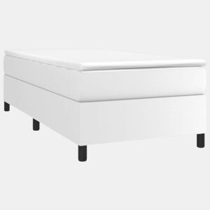 Estrutura de cama de solteiro para adultos com molas 90x190 cm couro artificial branco