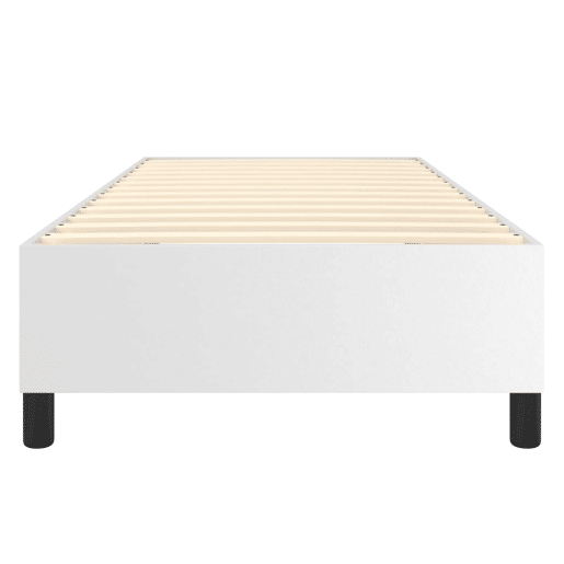 Estrutura de cama de solteiro para adultos com molas 90x190 cm couro artificial branco
