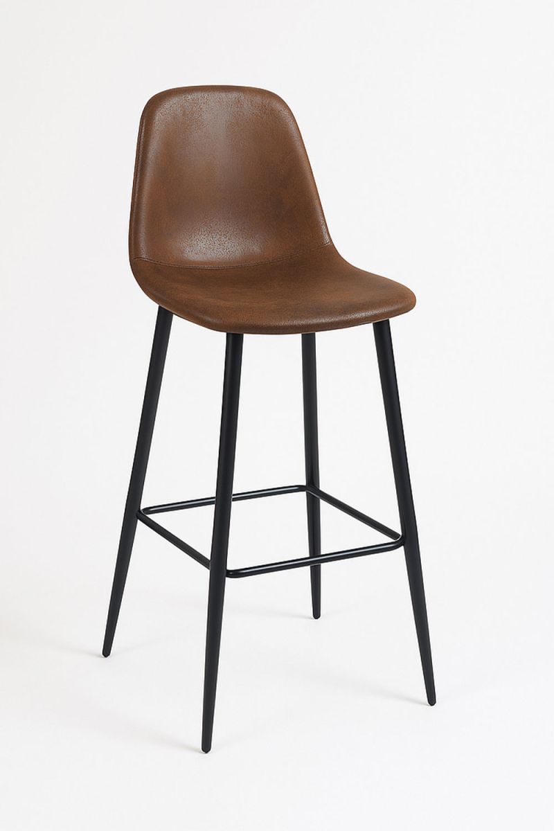 Pack 2 taburetes black teok polipiel - marrón vintage