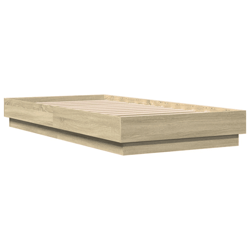 Estrutura de cama de solteiro para adultos com luzes LED 75x190 cm carvalho sonoma