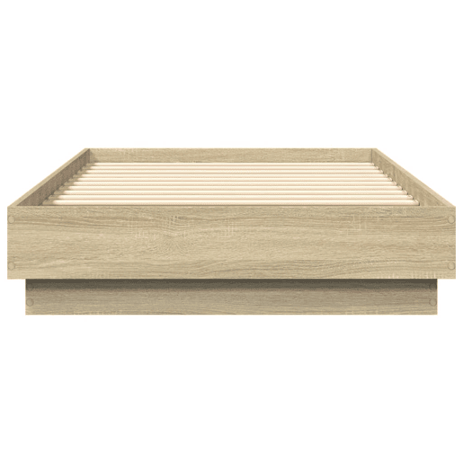 Estrutura de cama de solteiro para adultos com luzes LED 75x190 cm carvalho sonoma