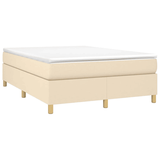 Estrutura de Cama de casal moderno com molas 140x190 cm tecido cor creme