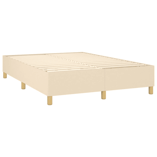 Estrutura de Cama de casal moderno com molas 140x190 cm tecido cor creme
