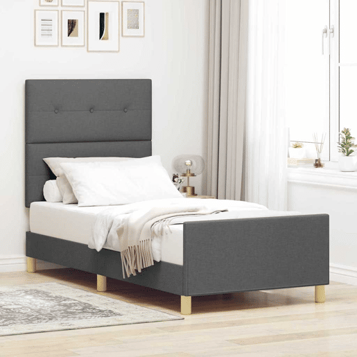 Estrutura de cama de solteiro para adultos Cinzento escuro 80 x 200 cm tecido
