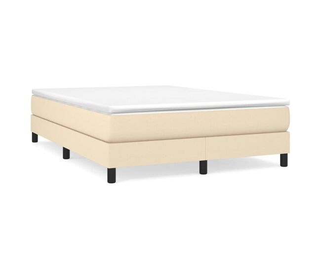 Estructura de cama doble matrimonial - con somier tela color crema 140x190 cm