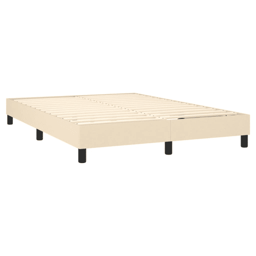 Estrutura de Cama de casal moderno com molas 140x190 cm tecido cor creme