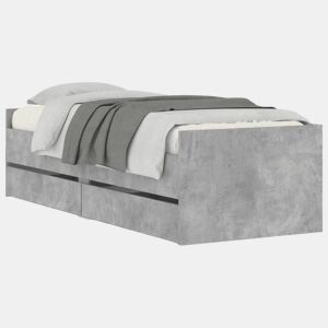 Estrutura de cama de solteiro Design com gavetas 90x200 cm cinzento-cimento