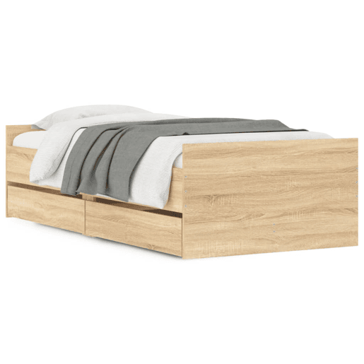 Estrutura de cama de solteiro para adultos com gavetas 90x200 cm carvalho sonoma Estrutura de cama de solteiro para adultos com gavetas 90x200 cm carvalho sonoma