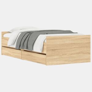 Estrutura de cama de solteiro para adultos com gavetas 90x200 cm carvalho sonoma