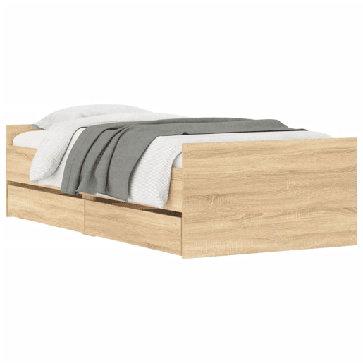 Estrutura de cama de solteiro para adultos com gavetas 90x200 cm carvalho sonoma Estrutura de cama de solteiro para adultos com gavetas 90x200 cm carvalho sonoma