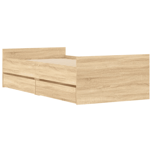 Estrutura de cama de solteiro para adultos com gavetas 90x200 cm carvalho sonoma Estrutura de cama de solteiro para adultos com gavetas 90x200 cm carvalho sonoma
