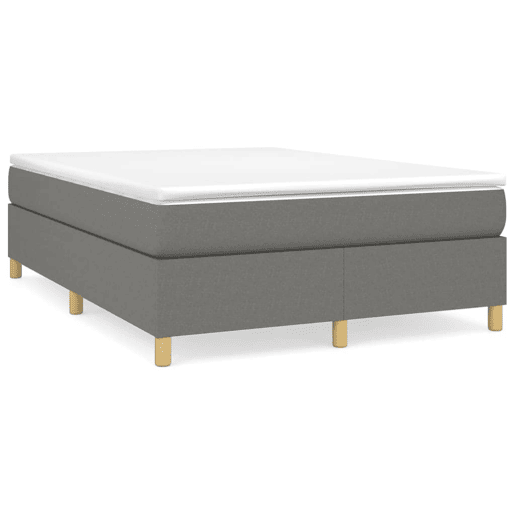 Estrutura de Cama de casal moderno com molas 140x190 cm tecido cinzento-escuro