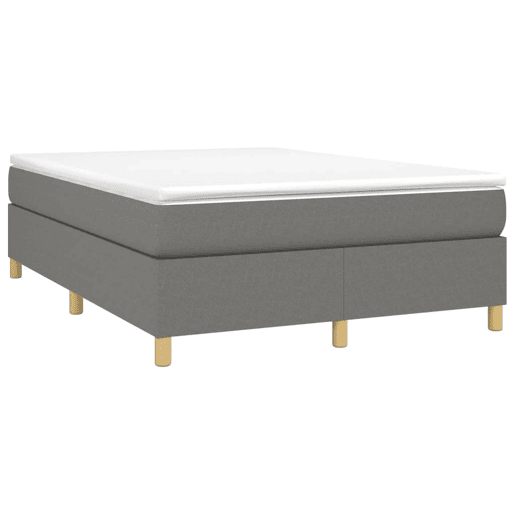 Estrutura de Cama de casal moderno com molas 140x190 cm tecido cinzento-escuro