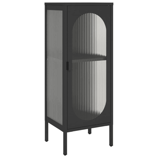 Aparador - Bufete - Móvel de apoio 40x35x105 cm vidro e aço preto pt1629
